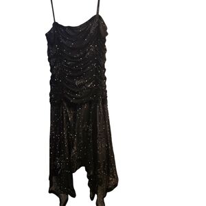 Taboo Women's Y2K Black And Silver  Gliter Floral Fairy Grunge Dress
